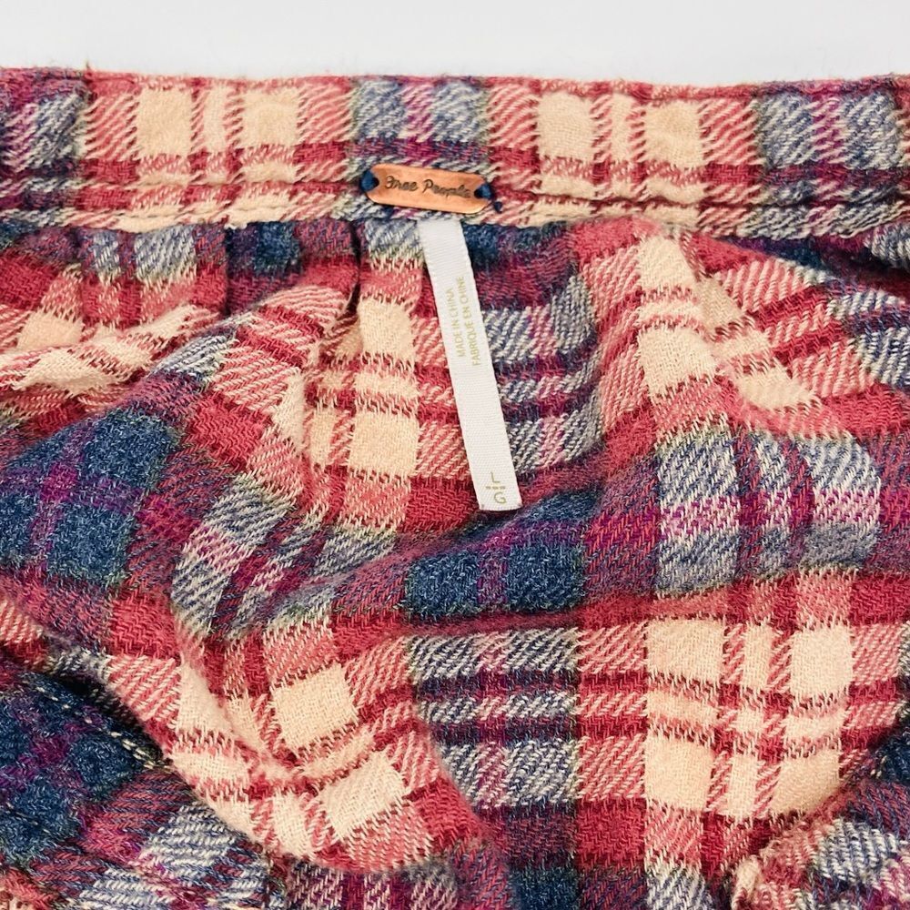 FREE PEOPLE | Northern Bound Plaid Shirt In Dark Red | size large - Picture 3 of 7